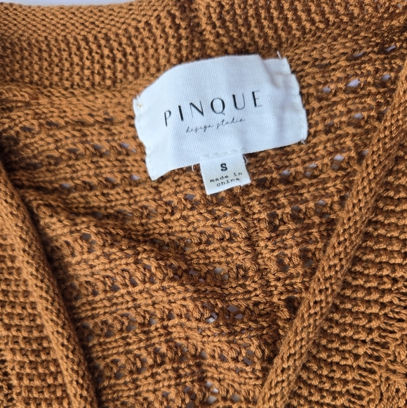 NWOT Pinque  Brown Cardigan Sweater- Size S - 58% Cotton - Picture 2 of 5